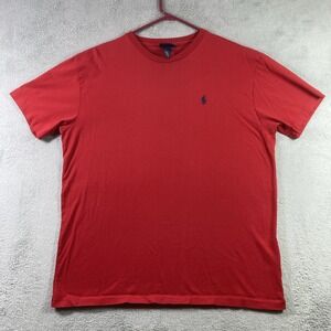 Polo Ralph Lauren Shirt Adult Medium Red Tee Pony Logo Preppy Short Sleeve